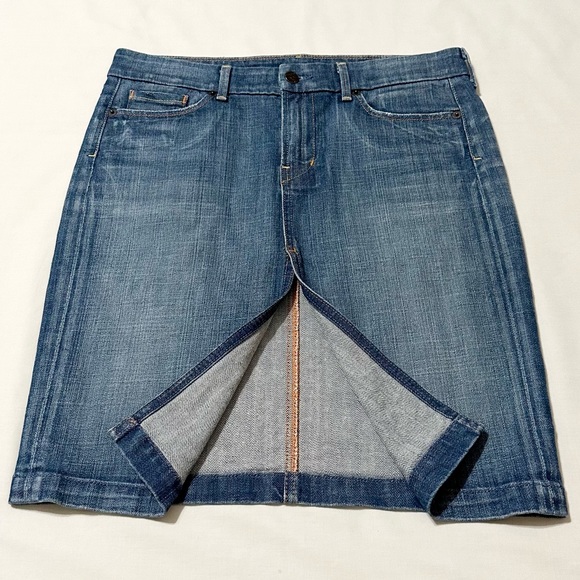 Citizens of Humanity Sophia Split Front Distressed Denim Knee Length Skirt - 6 - Picture 5 of 16